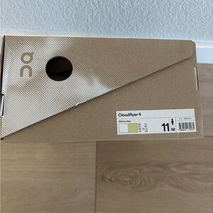 On Running Cloudflyer 4 Shoe Box — White and Hay